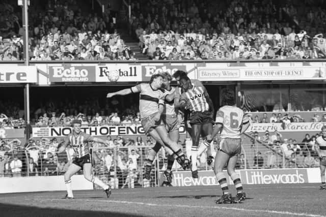 Gary Bennett during Sunderland's win over Hull City at Roker Park in September 1986, one of thousands of times he headed the ball.
