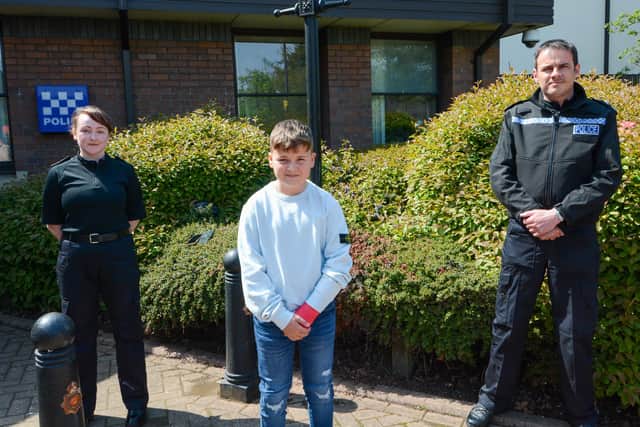 Kyle with student PC Ami Matthews and Inspector Simon Wotton