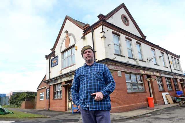 Geoff Moon, owner of the Welcome Tavern, says the nearby work is ruining his business and is worried for his family's health.
