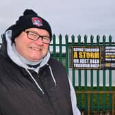 Colin Burton takes a break from walking around Horden Welfare Park to raise funds in aid of Andy's Man Club/Photo: Frank Reid