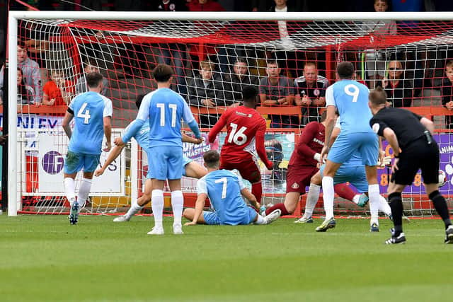 Accrington Stanley score the winner at The Wham Stadium on Saturday afternoon