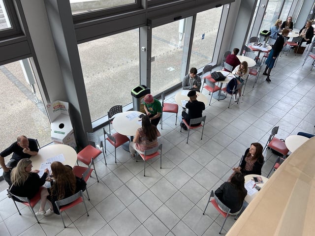Students at Sunderland College waiting anxiously for their A-Level exam results.
Picture by FRANK REID