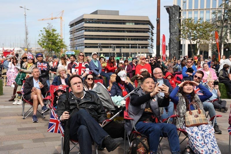 Dated: 06/05/2023
Sunderland joined millions around the UK in its own special celebrations to mark the Coronation of King Charles III and Queen Camilla, with families across the city joining in the Coronation celebrations, watching the historic event unfold live on big screens across the city as well as enjoying free fun activities.
Picture shows crowds watching the coronation at Keel Square, in Sunderland.