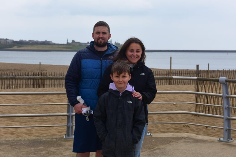 Anothony, Megan and Jenson (9) Savage of Crook, at South Shields on Monday.