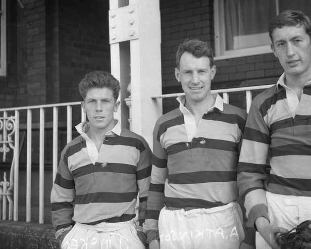 From left to right, Ashbrooke rugby players; Pearson, Atkinson and McKenzie. Pictured in September 1961.