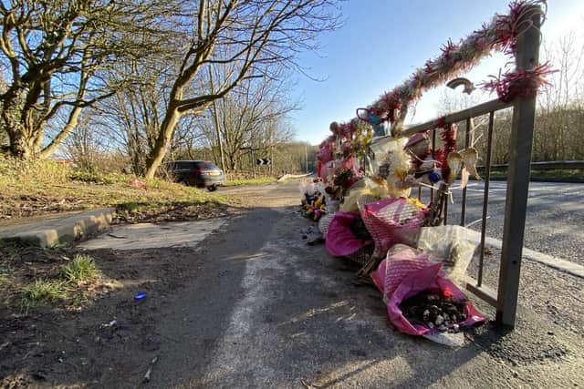 Flowers and other tributes were left close to the scene of the collision on the A1086 Coast Road between Blackhall Colliery and Horden.