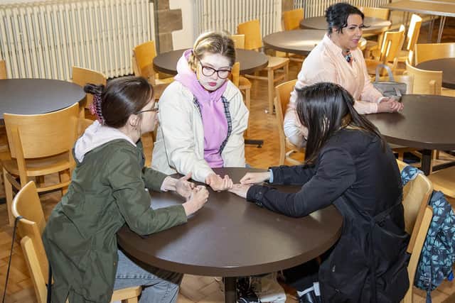 Ukrainian refugees at Sunderland Minster where they have been receiving English lessons.