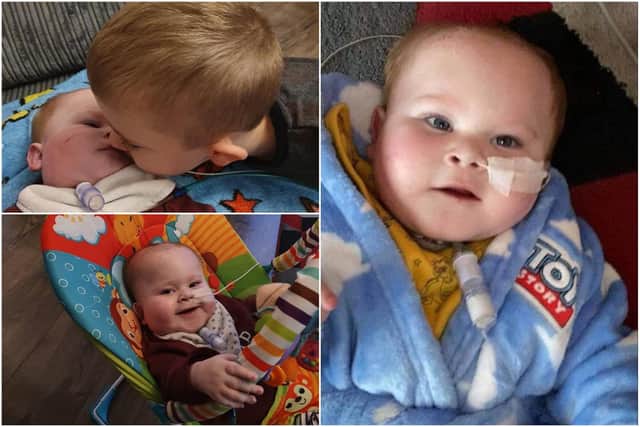 Jayden Parker, pictured top left with his brother Lucas, has died aged one.