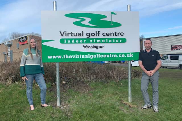 Directors of the Virtual Golf Centre, Emma Watkins and John Briggs.