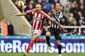 Wes Brown in action for Sunderland during a victory at Newcastle in December 2014. PA image.