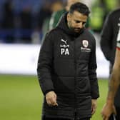 Barnsley manager Poya Asbaghi looking dejected as relegation is confirmed. PA picture.