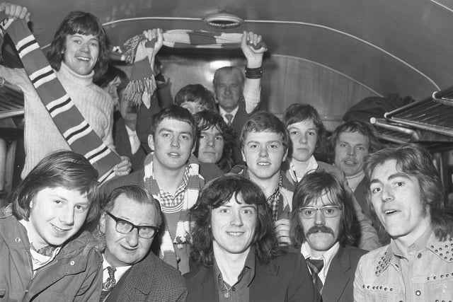 Supporters leave for Sheffield by train for the semi-final.