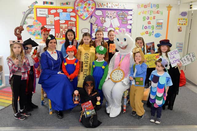 Burnside Academy children and staff celebrate World Book Day.