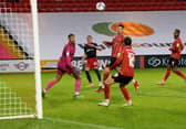 Jack Diamond scores Sunderland's third goal at Sincil Bank