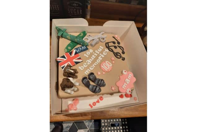 Miriam's cake, complete with RAF fighter and dancing shoes