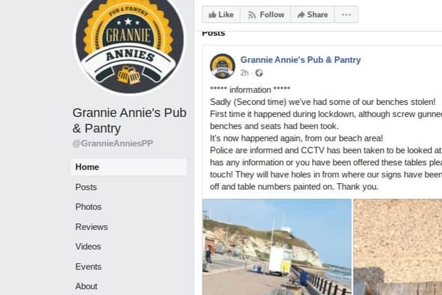 Grannie Annie's has had benches stolen from its outdoor seating area.