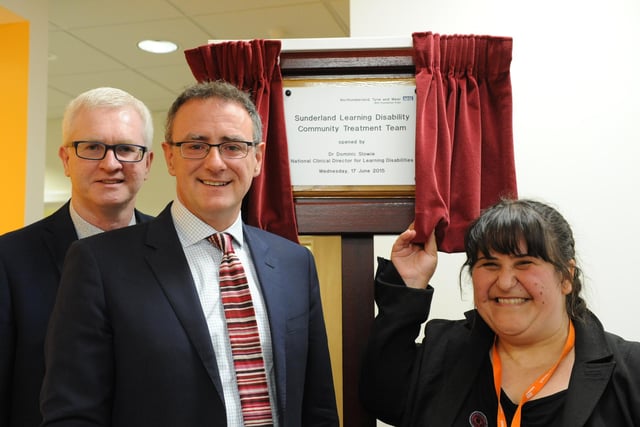 Opening the new Community Treatment centre at Monkwearmouth Hospital in 2015 were Dr Dominic Slowie, centre, CEO John Lawlor and Trust governor Rachel Simpson.