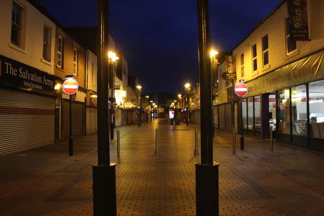 An empty Blandford Street at night during lockdown.