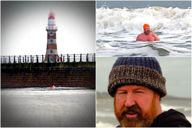 Photos shared with the Echo by John Alderson as he followed one of Leroy Arkley's sea swims at Roker.