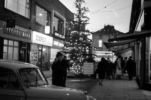 Shopping in Blandford Street for Christmas gifts in 1965.