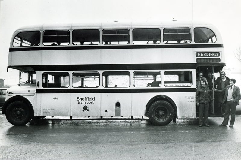 A Sheffield bus from 1960, in the days when you could jump on and off and you bought your ticket from the conductor, not the driver