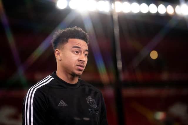 Jesse Lingard gives a post-match interview last month.
