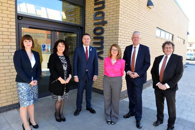 Labour's Shadow Health and Social Care Secretary, Wes Streeting MP, along with Shadow Education Secretary, Bridget Phillipson MP, and Sunderland Central MP Julie Elliott , visiting the University of Sunderland's School of Medicine with University's Vice-Chancellor Sir David Bell, Dean of the Faculty of Health Sciences and Wellbeing, Tony Alabaster, and Professor of Anatomy Debs Patten.