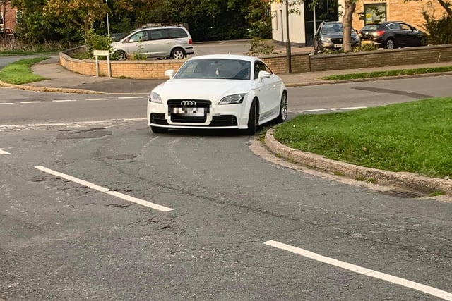 This Audi driver decided parking up on the corner of this road junction was perfectly acceptable.
