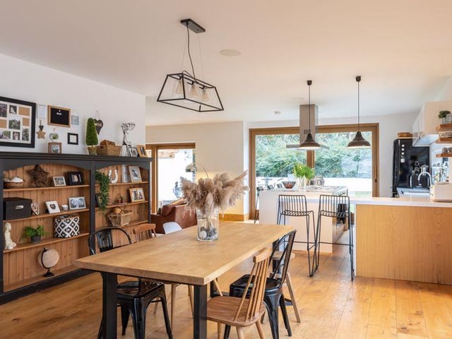 The dining area of the kitchen/sitting/dining room.