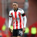 Daniel Jebbison of Sheffield United looks on during the Premier League match between Sheffield United and Burnley at Bramall Lane on May 23, 2021 in Sheffield, England. A limited number of fans will be allowed into Premier League stadiums as Coronavirus restrictions begin to ease in the UK.  (Photo by George Wood/Getty Images)