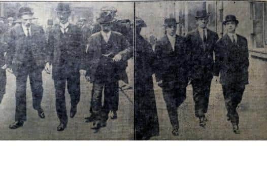 Mormon men risking the wrath of the mob in Sunderland in 1912.
