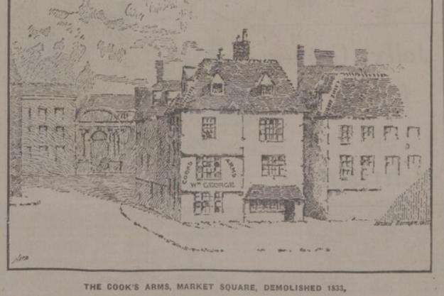 Known as a rather disorderly house, apparently, The Cook's Arms was demolished in 1836 to be replaced by Waterloo House. The licence was transferred to the Grafton Arms, which, until recently, has still been trading as the King Billy on Kingswell Street.