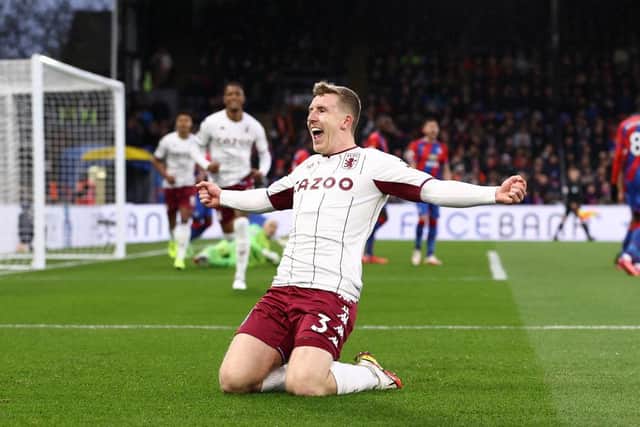 Matt Target of Aston Villa celebrates after scoring their side's first goal during the Premier League match between Crystal Palace and Aston Villa at Selhurst Park on November 27, 2021 in London, England. (Photo by Ryan Pierse/Getty Images)