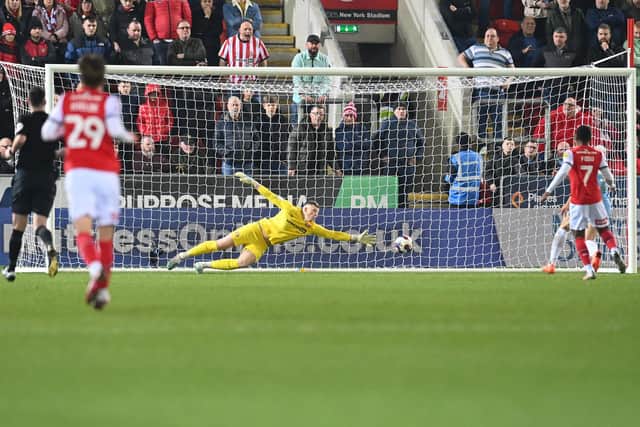 Ollie Rathbone fires Rotherham into an early lead against Sunderland