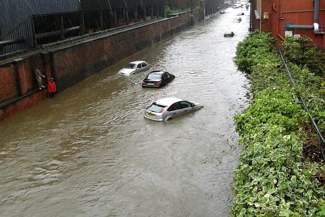 Brightside Lane by Forgemasters underwater during the Sheffield flood of 2007.