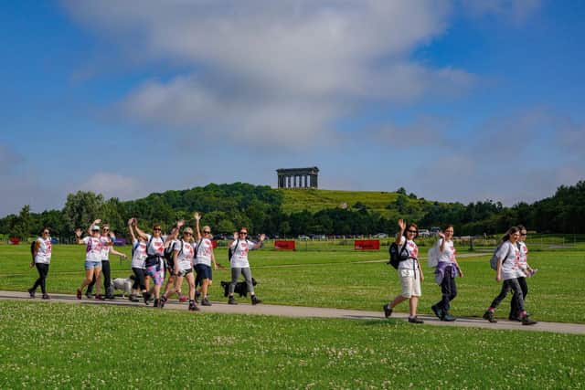 Walkers give a wave at the Herrington Country Park BIG Walk. Picture: North News & Pictures.