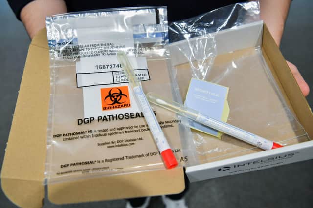 File picture of a coronavirus testing kit. Picture from Ben Birchall/PA Wire