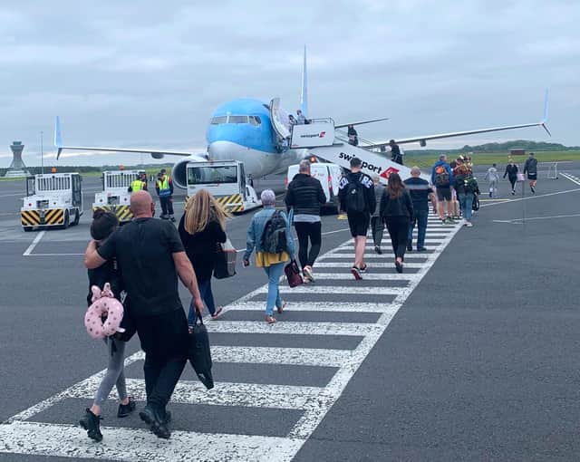 The first flight from Newcastle Airport to Portugal took off this morning.