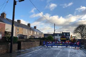 The road remains closed while work is carried out to repair the burst pipe.