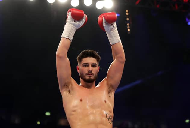 Josh Kelly celebrates victory over Walter Fabian Castillo of Argentina at Manchester Arena on November 10, 2018 in Manchester, England.