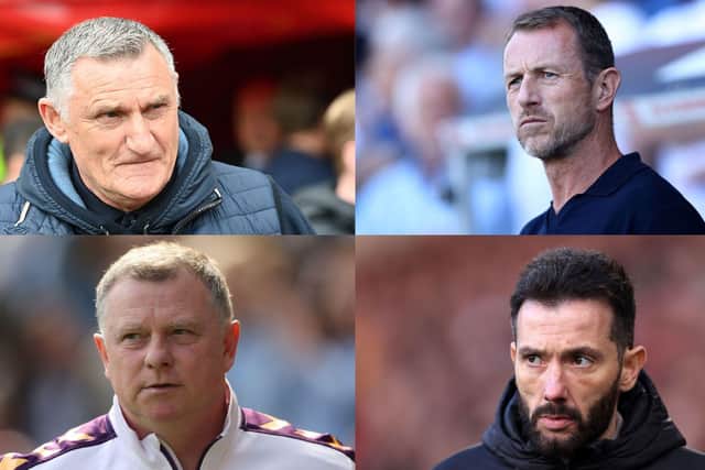 Tony Mowbray, Gary Rowett, Mark Robins and Carlos Corberan.