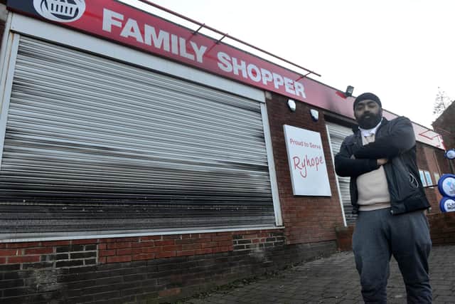Ryhope Family Shopper store owner Tejinder Singh following the fire.