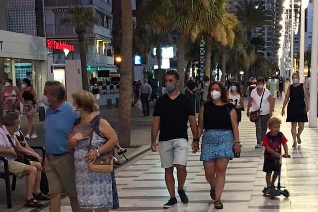 Holidaymakers are following the rules and wearing masks in public in Benidorm.