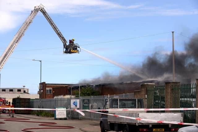 Tyne and Wear Fire and Rescue used an aerial ladder platform to tackle the fire on Hendon Street.