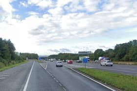 Two lanes of the southbound A1(M) are closed near its Washington junction