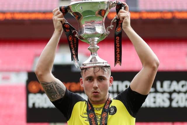 Sunderland midfielder Jack Diamond helped Harrogate Town earn promotion to the Football League in 2020 scoring at Wembley Stadium. (Photo by Catherine Ivill/Getty Images)