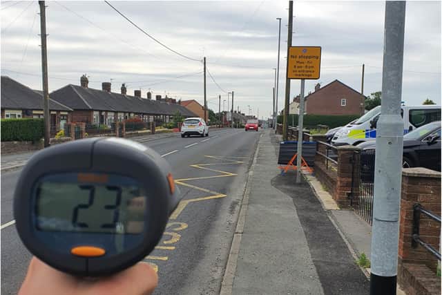 Officers checked 250 cars on Salters Lane in Shotton Colliery, with 9 travelling at speeds in excess of 35MPH.