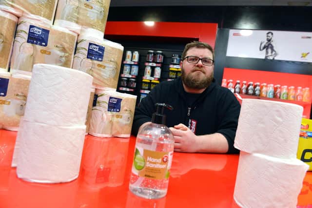 Adam Davidson of Protein Superstore is giving away free toilet paper and hand sanitiser to those who are struggling to get their hands on it in supermarkets