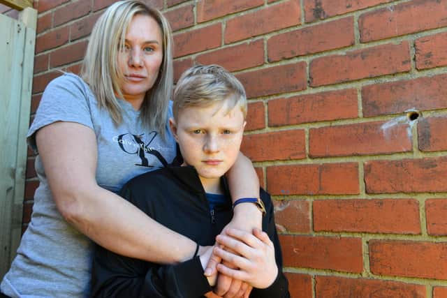Donna Jones with son Charlie Jones, 11 who were subjected to an attack at Easington Lane.