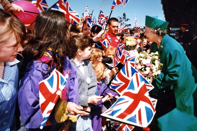 Adoring crowds meeting Queen Elizabeth ll at Red House in 1993.